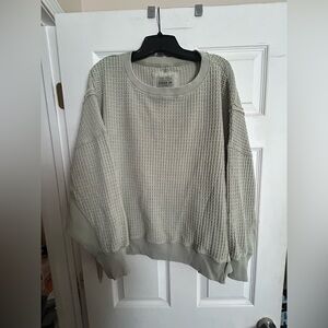 American Eagle Outfitters Textured Crewneck Sweater - Light Gray